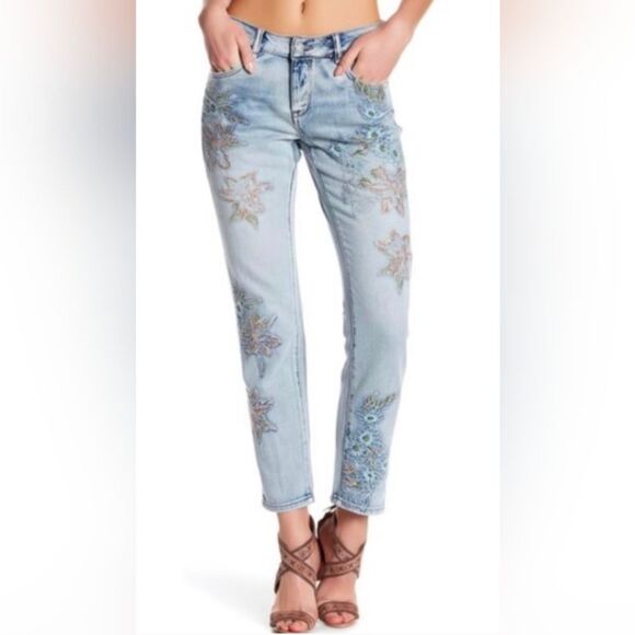 William Rast My Ex’s Jeans embroidered floral straight mid rise light jeans 29 - Picture 1 of 13